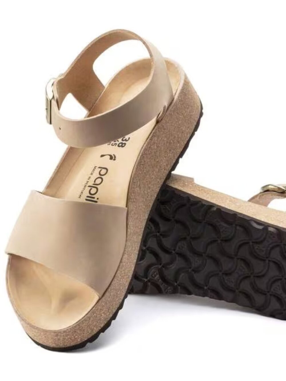 Birkenstock Women's Glenda Papillio Nubuck Sandals in Sandcastle. Sz: 10